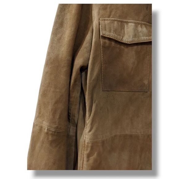 John Varvatos Men's Goat Suede Leather Camel Tan Field Jacket Size S - Picture 11 of 16